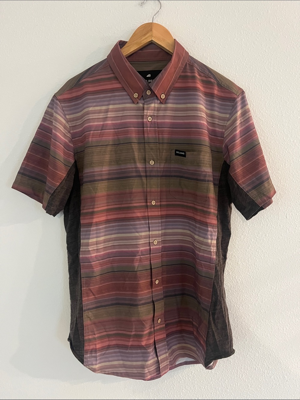 Belong Designs Burgundy Short Sleeve Button-Up Shirt